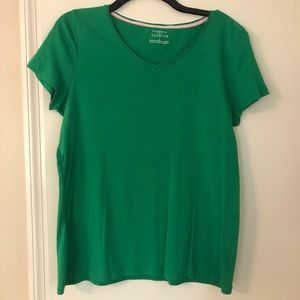 Talbots L Green V-Neck Short Sleeve Shirt